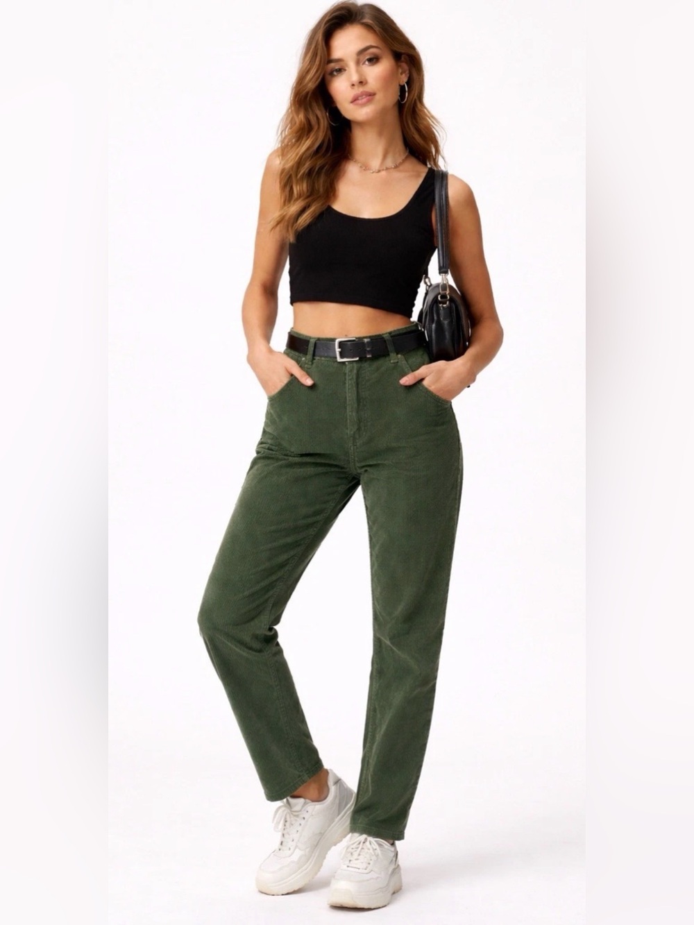 BDG Urban Outfitters Green Corduroy Mom High Rise Pants Size 26 NEW